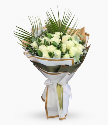 21 Beyaz Gül Buketi