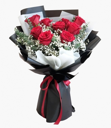 9 Kırmızı Gül Buketi
